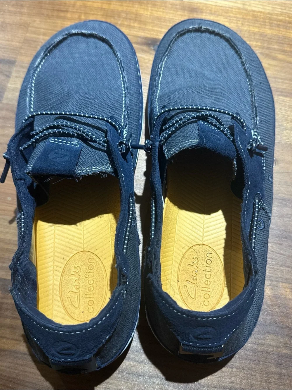 Clarks Men's Higley Tie Slip-On Canvas Boat Shoes Navy Size 8